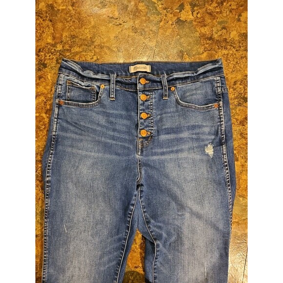 Madewell Button Fly high rise skinny jeans size 32 womens stretch raw hem(A1088) - Picture 6 of 10